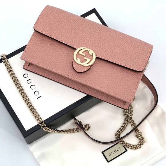 Gucci Handbags - NIB GUCCI Interlocking GG Pink Wallet On Chain